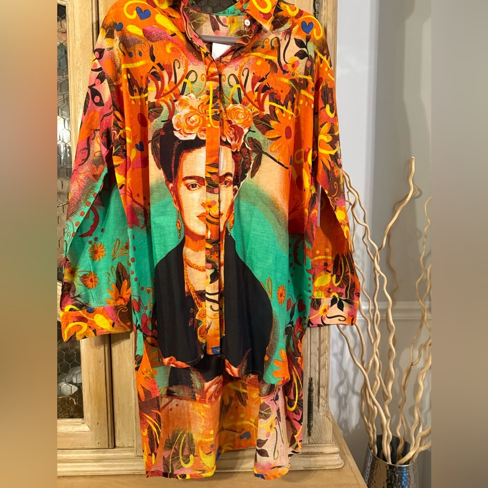 Frida Vibrant Artistic Button-Up Shirt